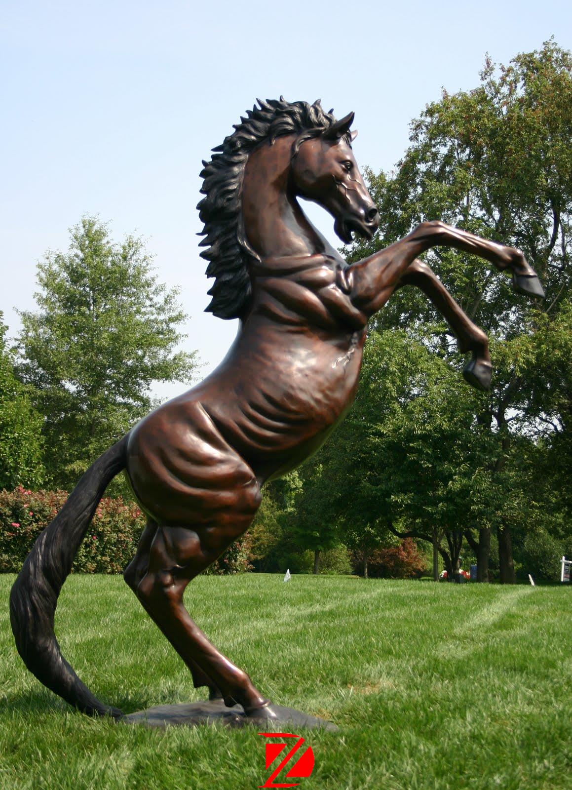 Bronze horse sculpture in theme park sculpture